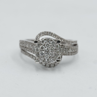 Diamonds Ring - White Gold - Solid Gold 10K