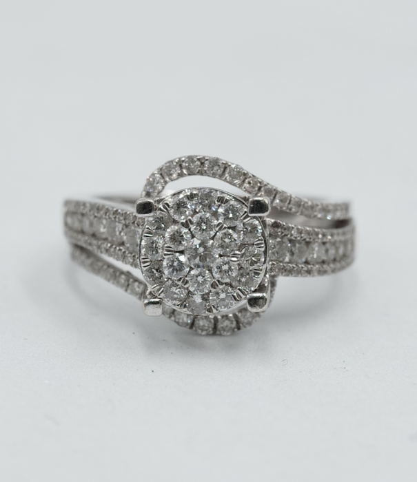 Diamonds Ring - White Gold - Solid Gold 10K