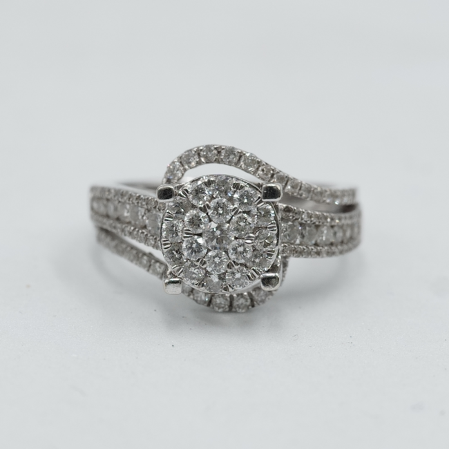 Diamonds Ring - White Gold - Solid Gold 10K