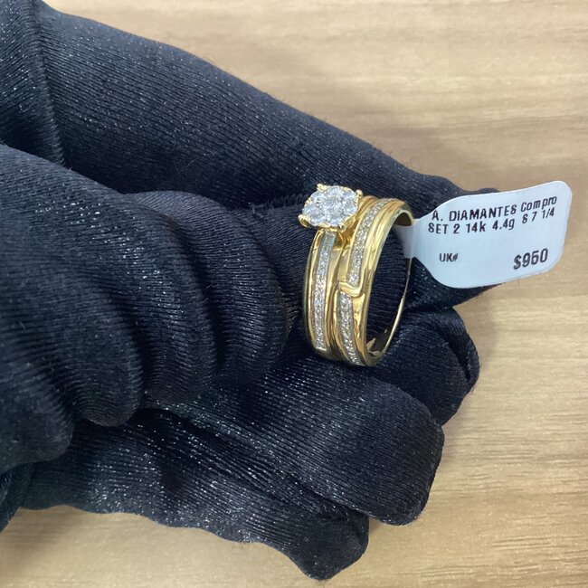 Engagement Rings - Duo Set  - Gold 14K - Diamonds