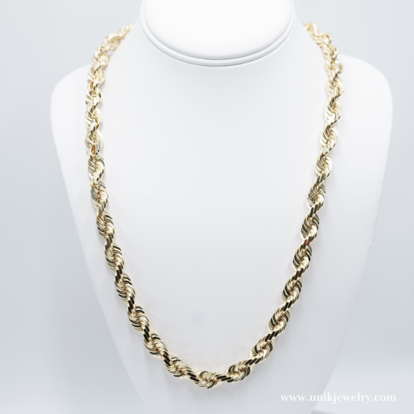 9 mm - Cadena Rope  - 14K Oro Macizo - 24¨