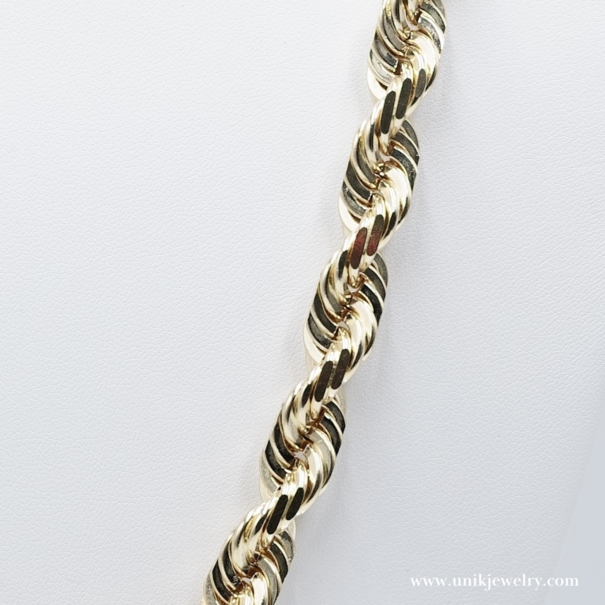 9 mm - Cadena Rope  - 14K Oro Macizo - 24¨