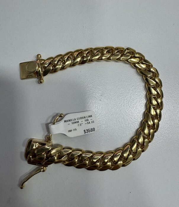 10 mm - Cuban Link Bracelet - 10K Solid Gold -  7.5¨ - 54.1g