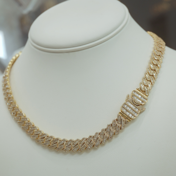 Cadena De Diamantes Baguette - 10K  - 17 pulgadas
