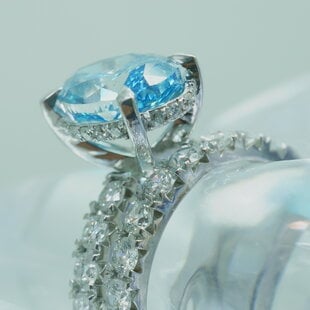 DUO Anillo-BLUE CENTER LAB-14K -3.01CTW-1.55CTW