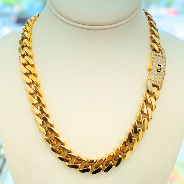 Men’s Monaco Necklace – 13MM -  10K Gold Chain – 20 Inches | Unik Jewelry