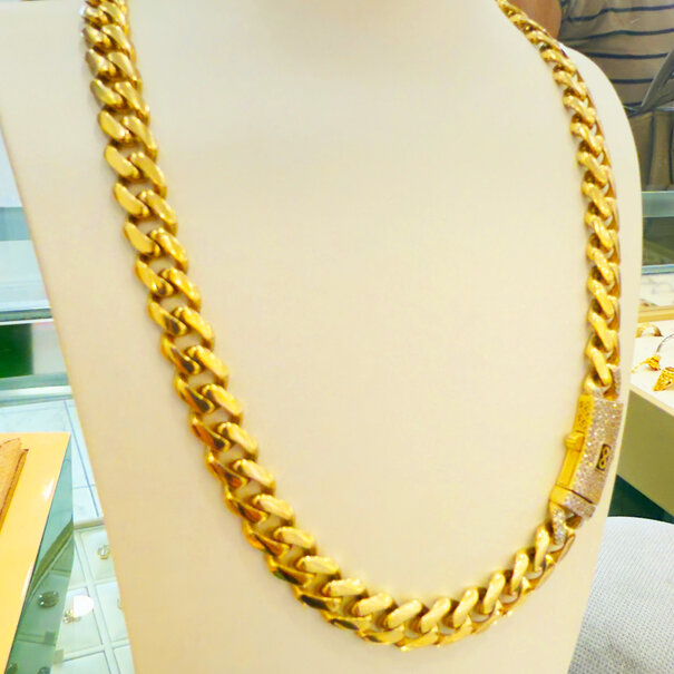 UK-2 Men’s Monaco Necklace – 9MM -  10K Gold Chain – 17 Inches | Unik Jewelry