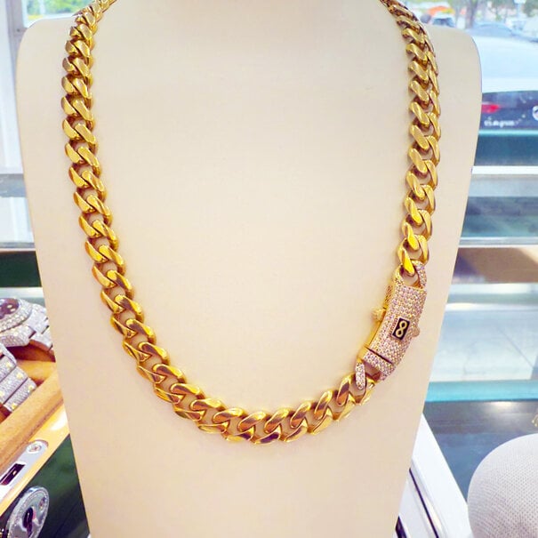 UK-2 Men’s Monaco Necklace – 9MM -  10K Gold Chain – 17 Inches | Unik Jewelry