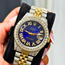 Rolex Date Just 36MM Full Diamonds Sea Bue Dial