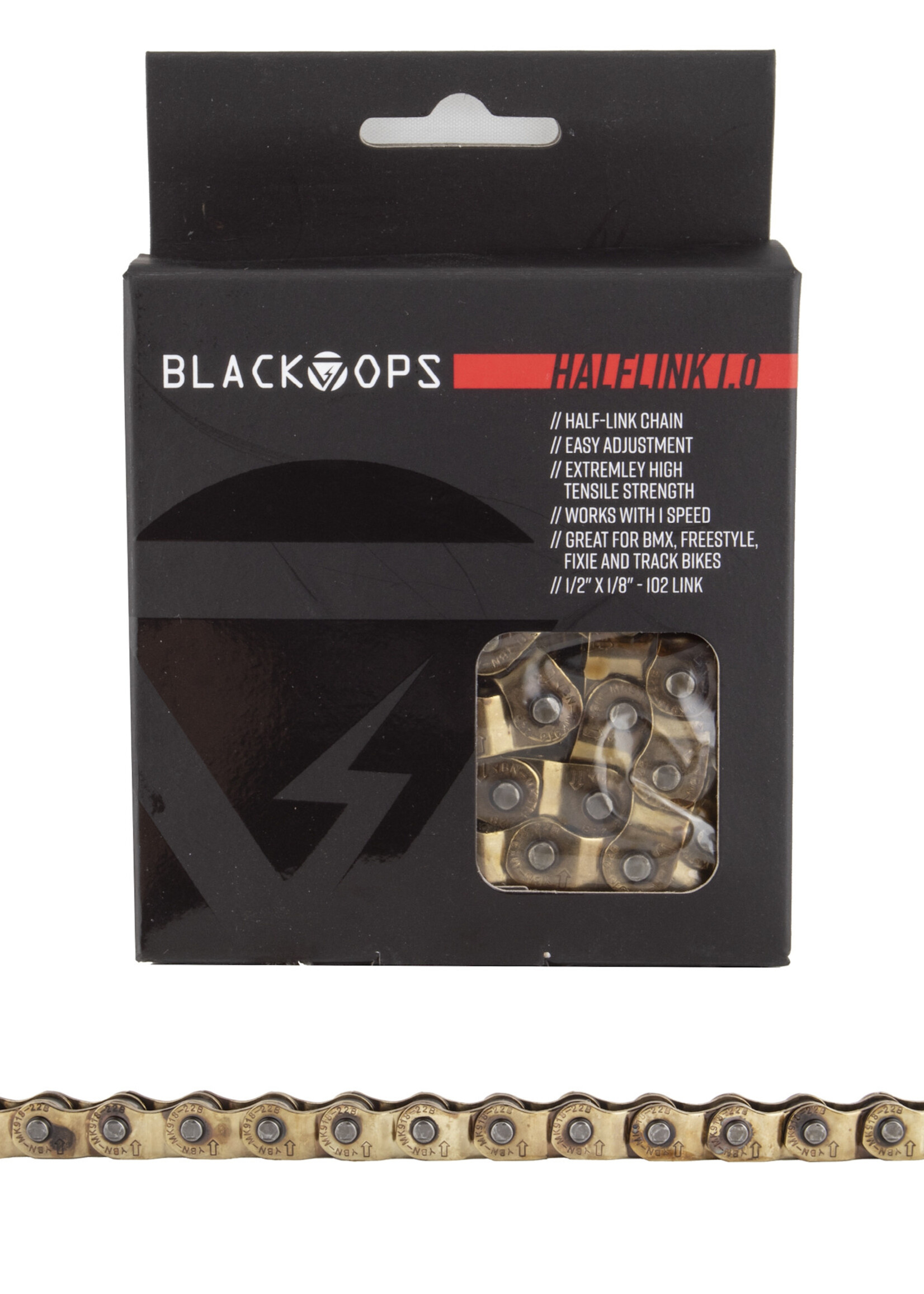 black ops CHAIN BLACK-OPS 1/2x1/8 HALF LINK 1.0 1s GOLD 102L