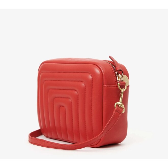 Clare V: Midi Sac Nappa Channel Quilting Rouge
