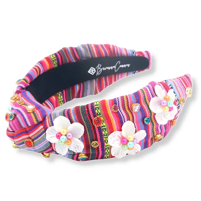 Brianna Cannon: Fiesta Serape Headband w/3D Flowers and Crystals