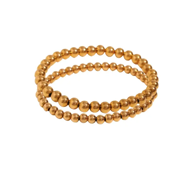 Hjane: Gold Beaded Bracelet Stack