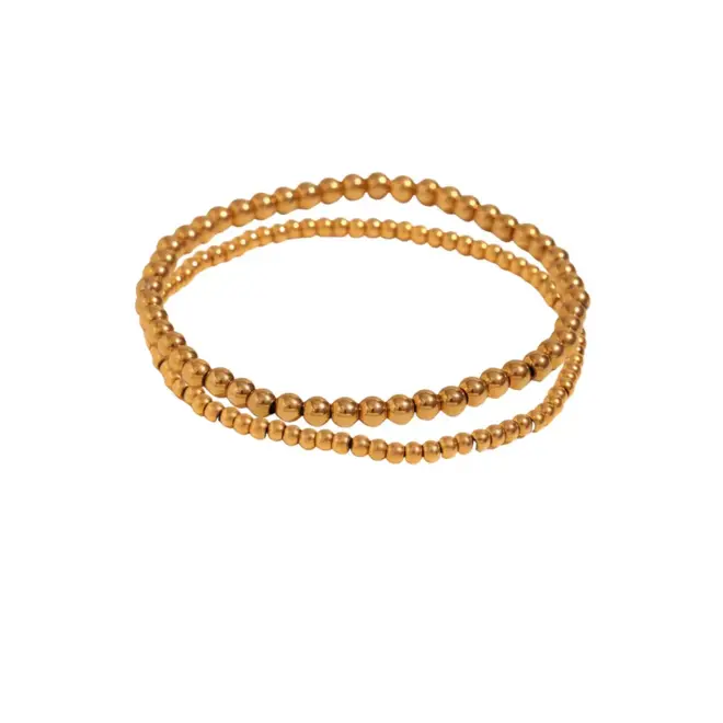 Hjane: Gold Beaded Bracelet Stack