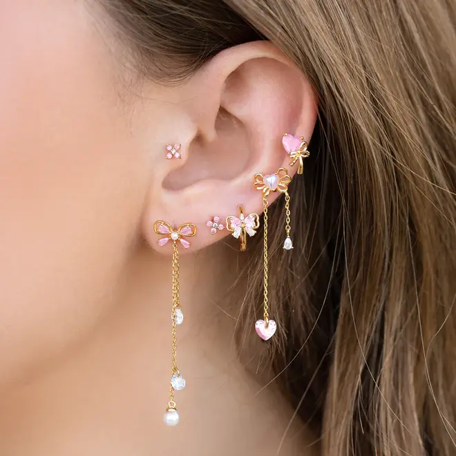 Girls Crew Pink-a-Bow Earring Set