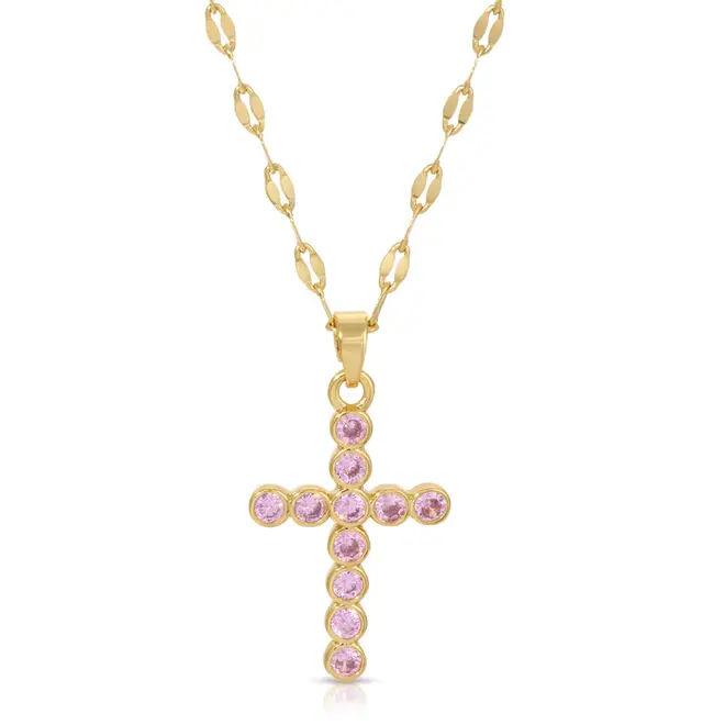 Joy Dravecky Francesca Cross Necklace Pink