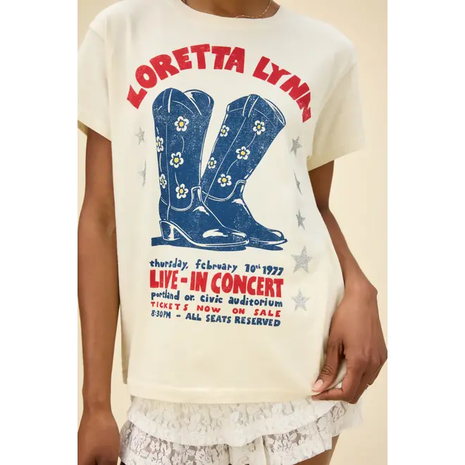 Daydreamer Loretta Lynn in Concert Tour Tee Stone Vintage