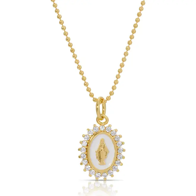 Joy Dravecky Mini Lady Lourdes Necklace White