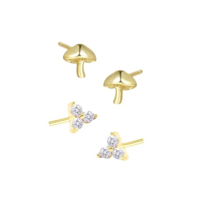 Farrah B Happy Camper Mushroom Stud Set