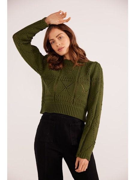 Mink Pink Sally Pointelle Jumper MG2403904 Indigo