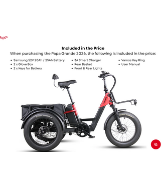 VAMOS VAMOS PAPA GRANDE PRO 2026 52V 20AH GREY ELECTRIC TRIKE