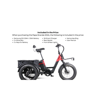 VAMOS VAMOS PAPA GRANDE PRO 2026 52V 20AH RED ELECTRIC TRIKE