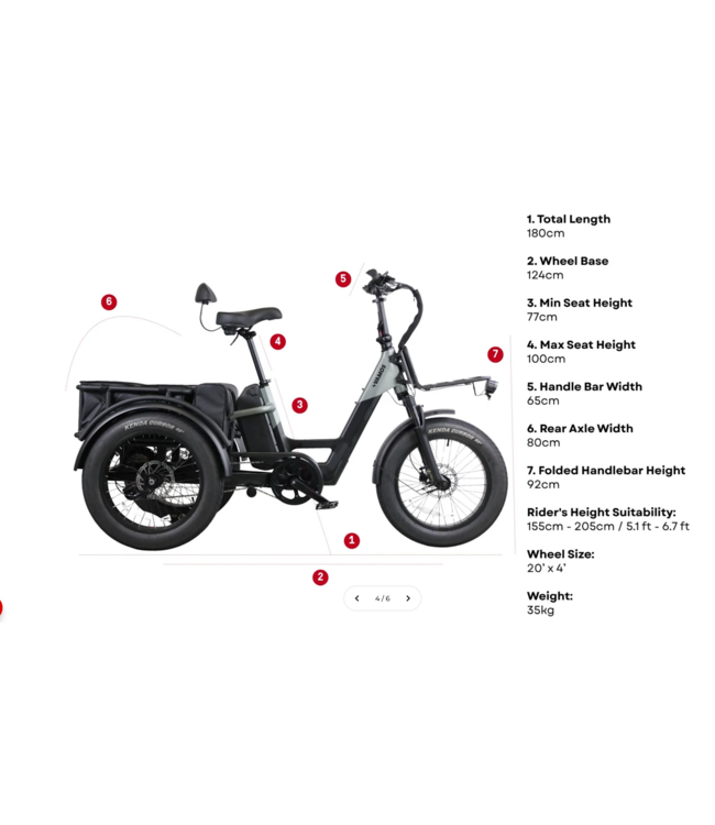 VAMOS VAMOS PAPA GRANDE PRO 2026 52V 20AH RED ELECTRIC TRIKE