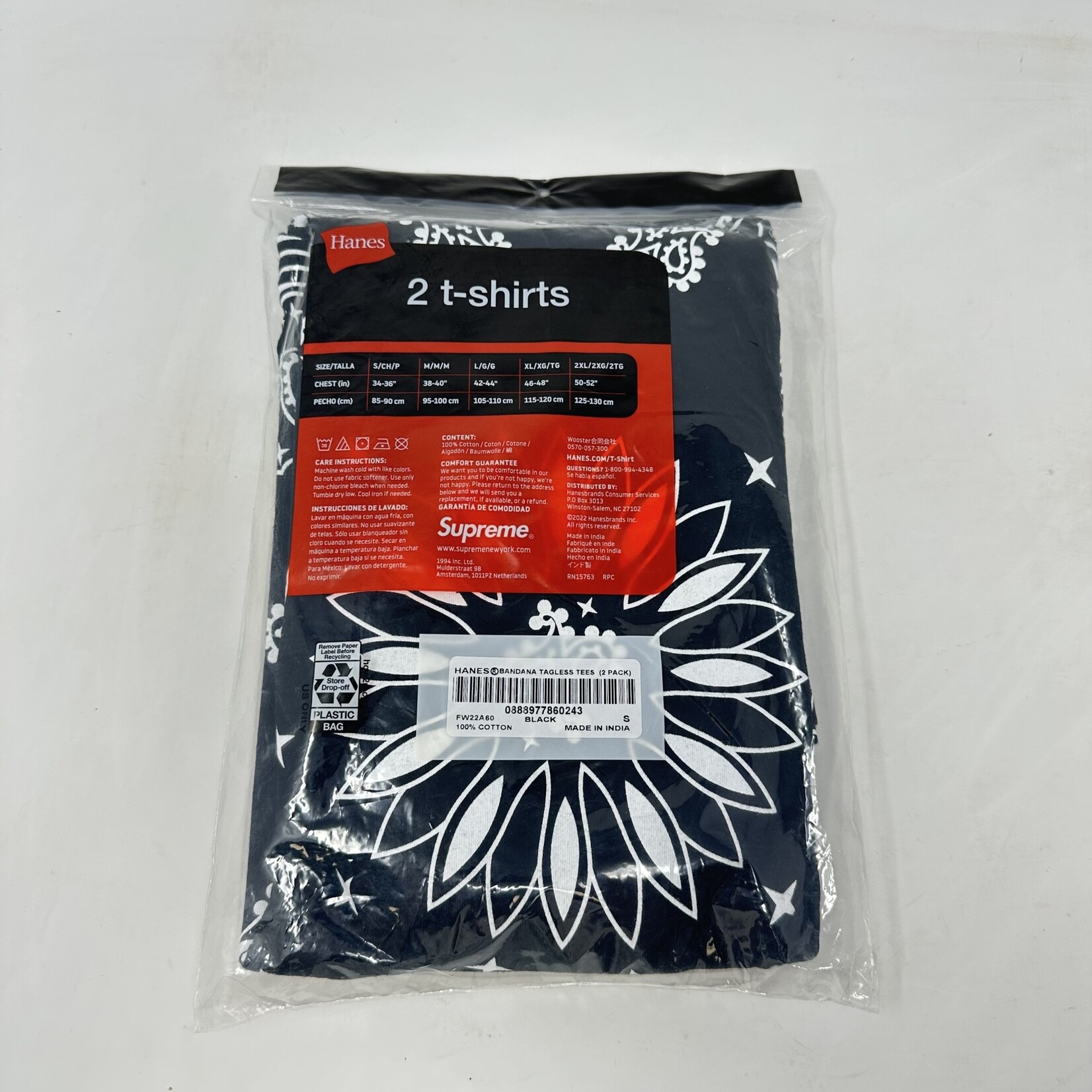 Supreme Supreme Hanes Bandana Tagless Tees (2 Pack) Black