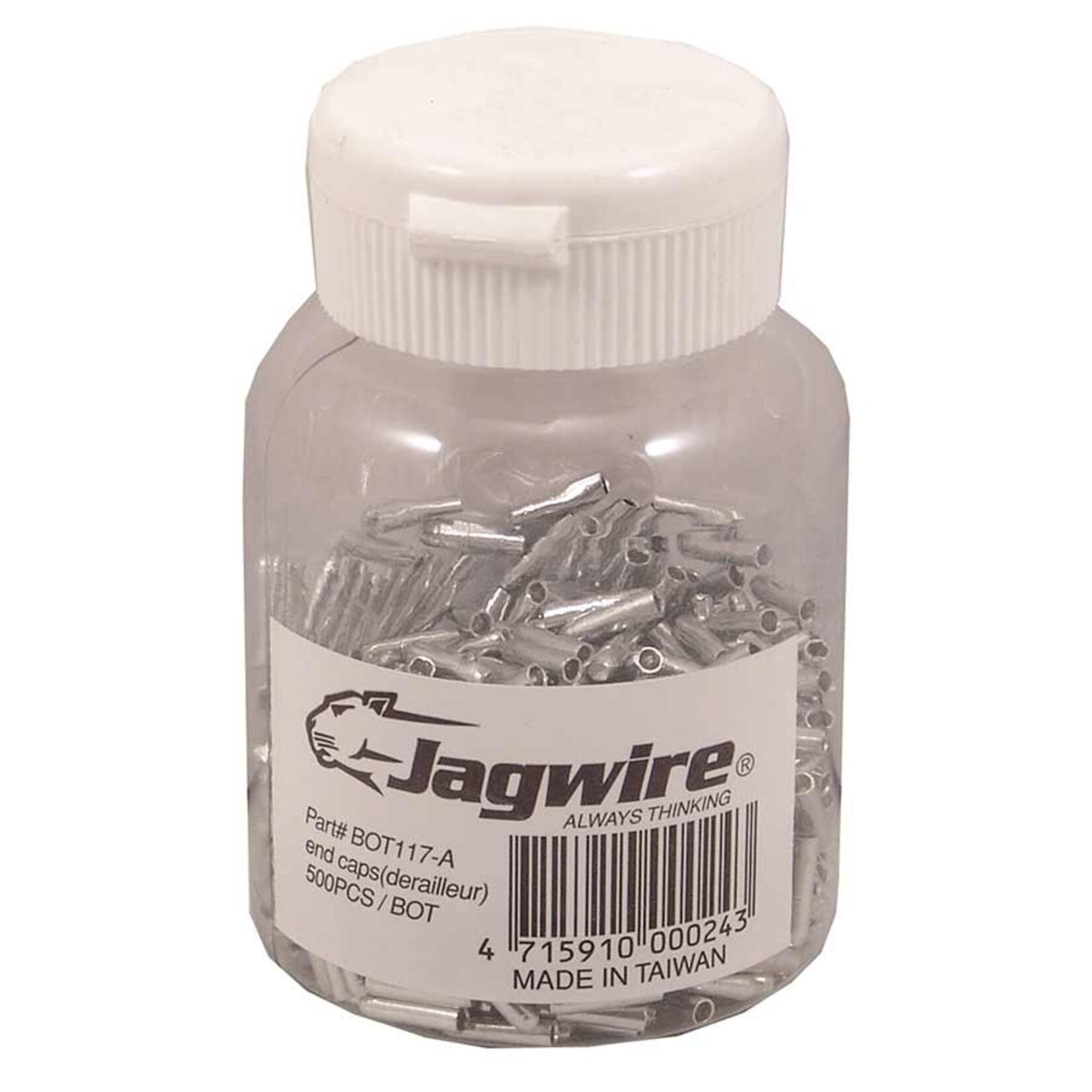 Jagwire Jagwire, Derailleur cable ends, 1.2mm, Alloy, Silver, Bottle of 500