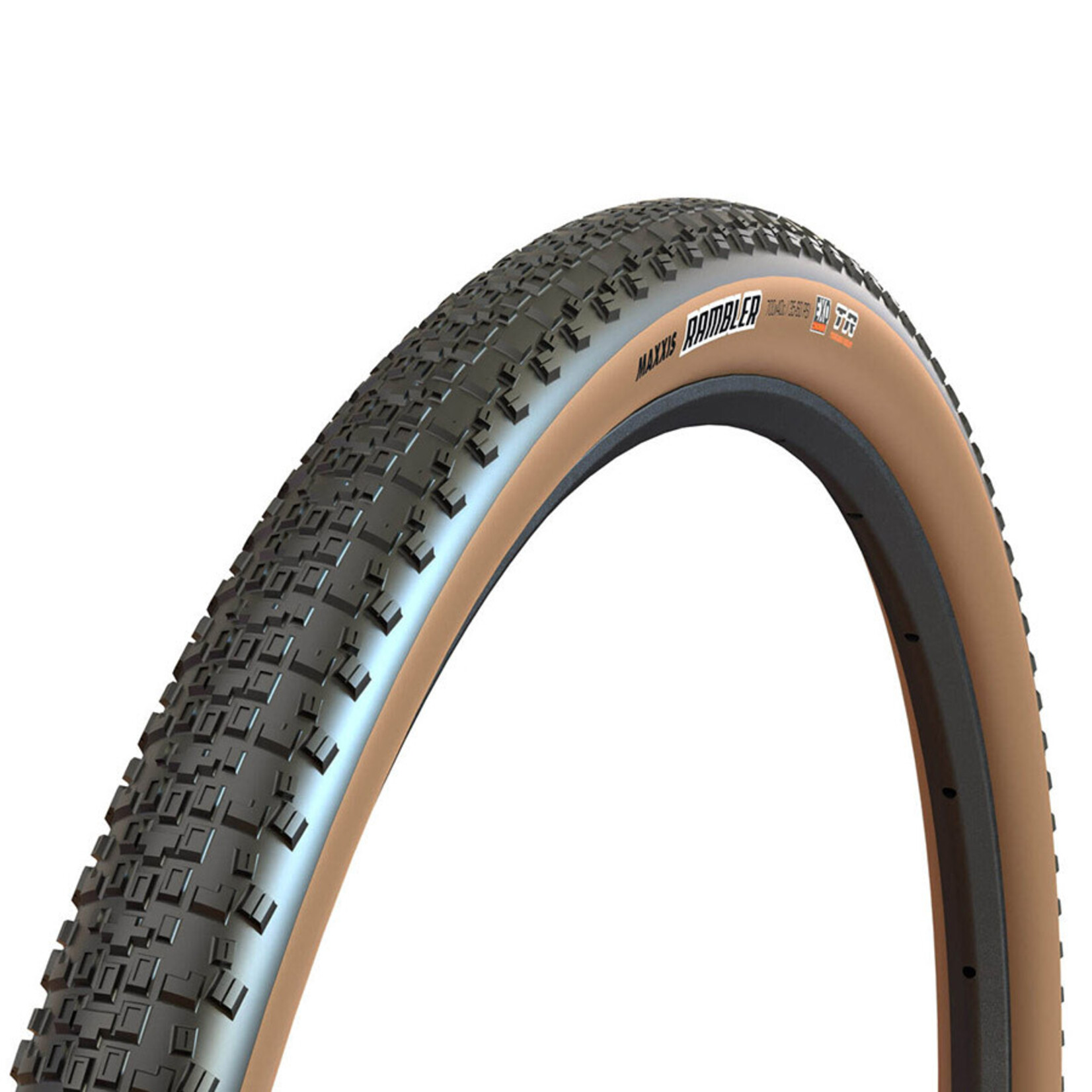 Maxxis Maxxis, Rambler, Gravel Tire, 700x45C, Folding, Tubeless Ready, HYPR-X, EXO, 120TPI, Tanwall