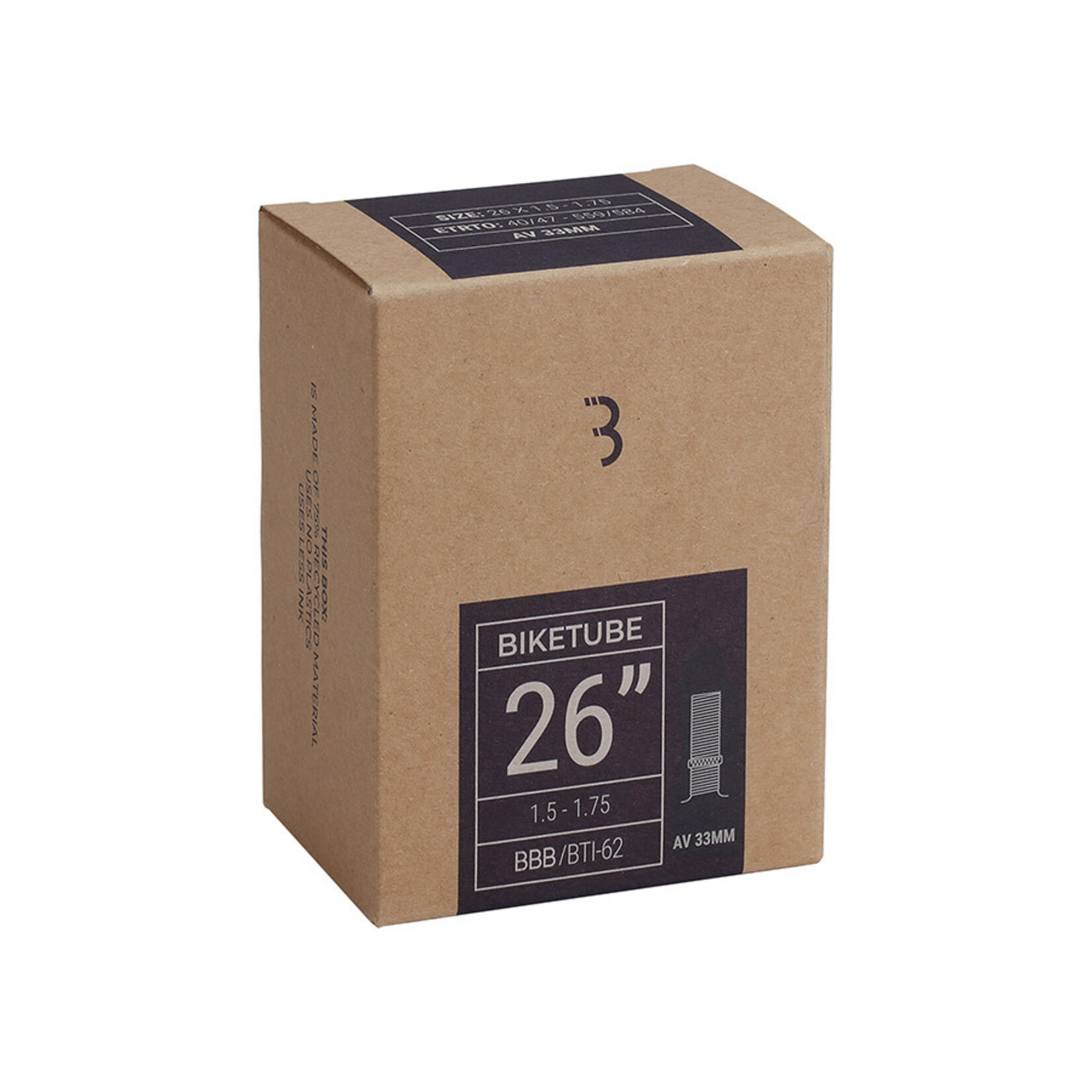 BBB Cycling BBB Cycling, Tube, Schrader, Length: 33mm, 26'', 1.5-1.75