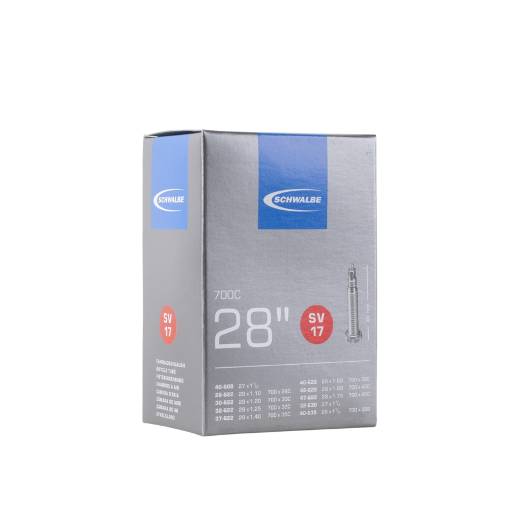 Schwalbe Schwalbe Tube #17 700 x 28/45 Presta Valve, Standard Length 40mm