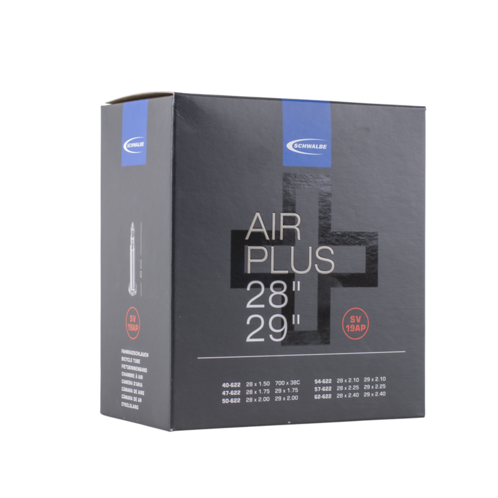 Schwalbe Schwalbe Air Plus Tube 19AP SV, 700 x 40/62c (29" x 1.5-2.4), 40mm Presta Valve /each