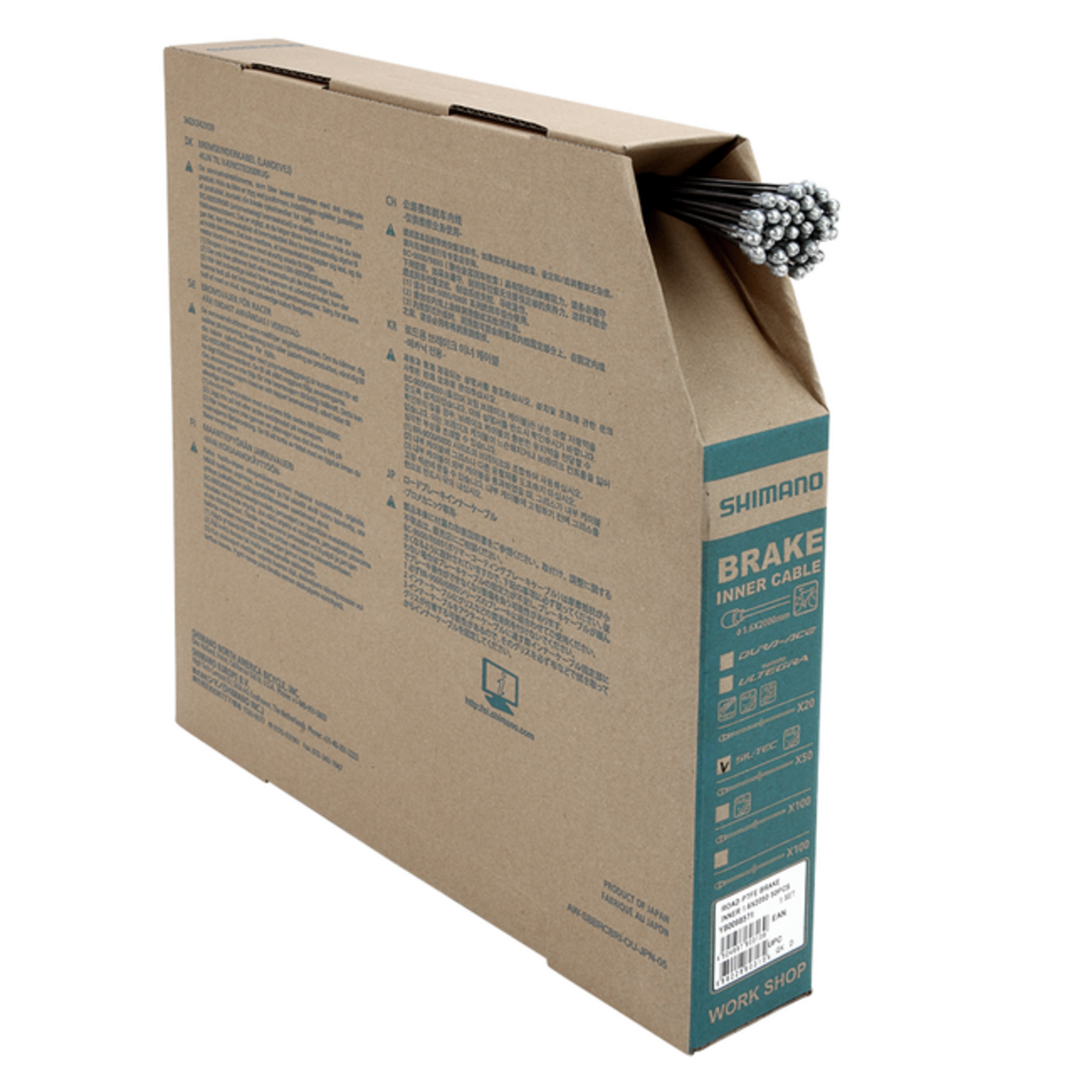 Shimano Shimano, PTFE coated stainless steel Brake Cable, Road, 1.6x2050mm, Box of 50