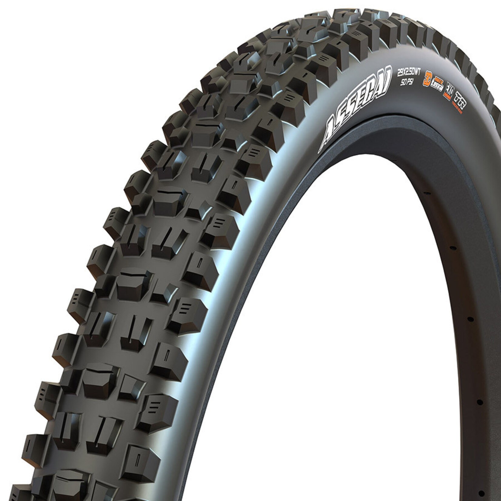 Maxxis Maxxis, Assegai, Mountain Tire, 27.5''x2.50, Folding, Tubeless Ready, 3C Maxx Grip, Double Down, Wide Trail, 120x2TPI, Black