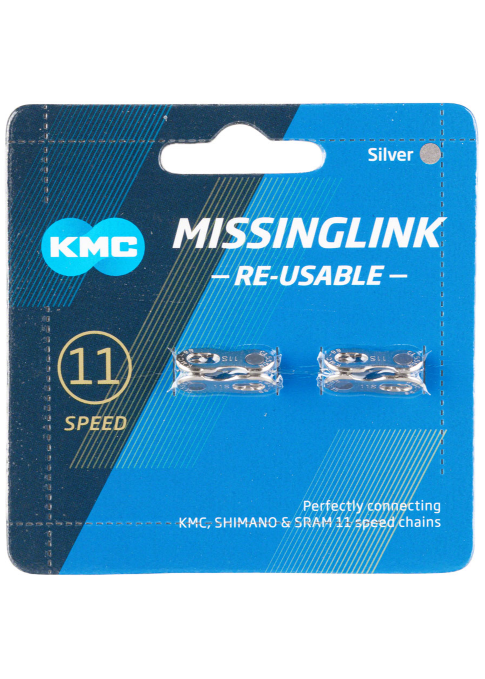 KMC KMC MissingLink-11 Connector - 11-Speed, Reusable, Silver, 2 Pairs/Card
