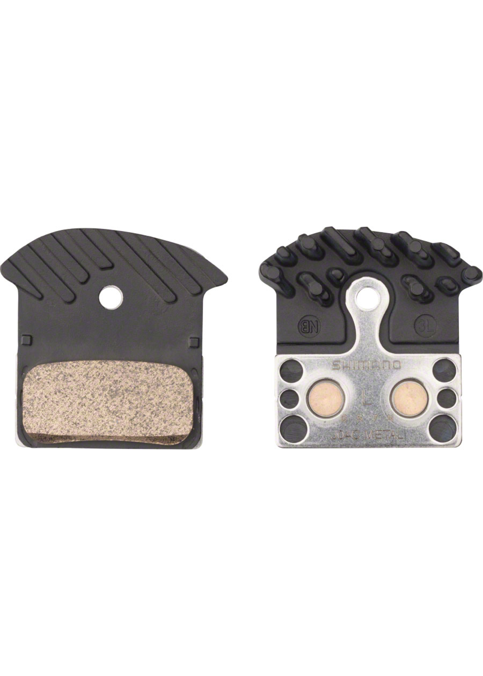 Shimano Shimano J04C-MF Disc Brake Pads and Springs - Metal Compound, Finned Alloy and Stainless Steel Back Plate, One Pair