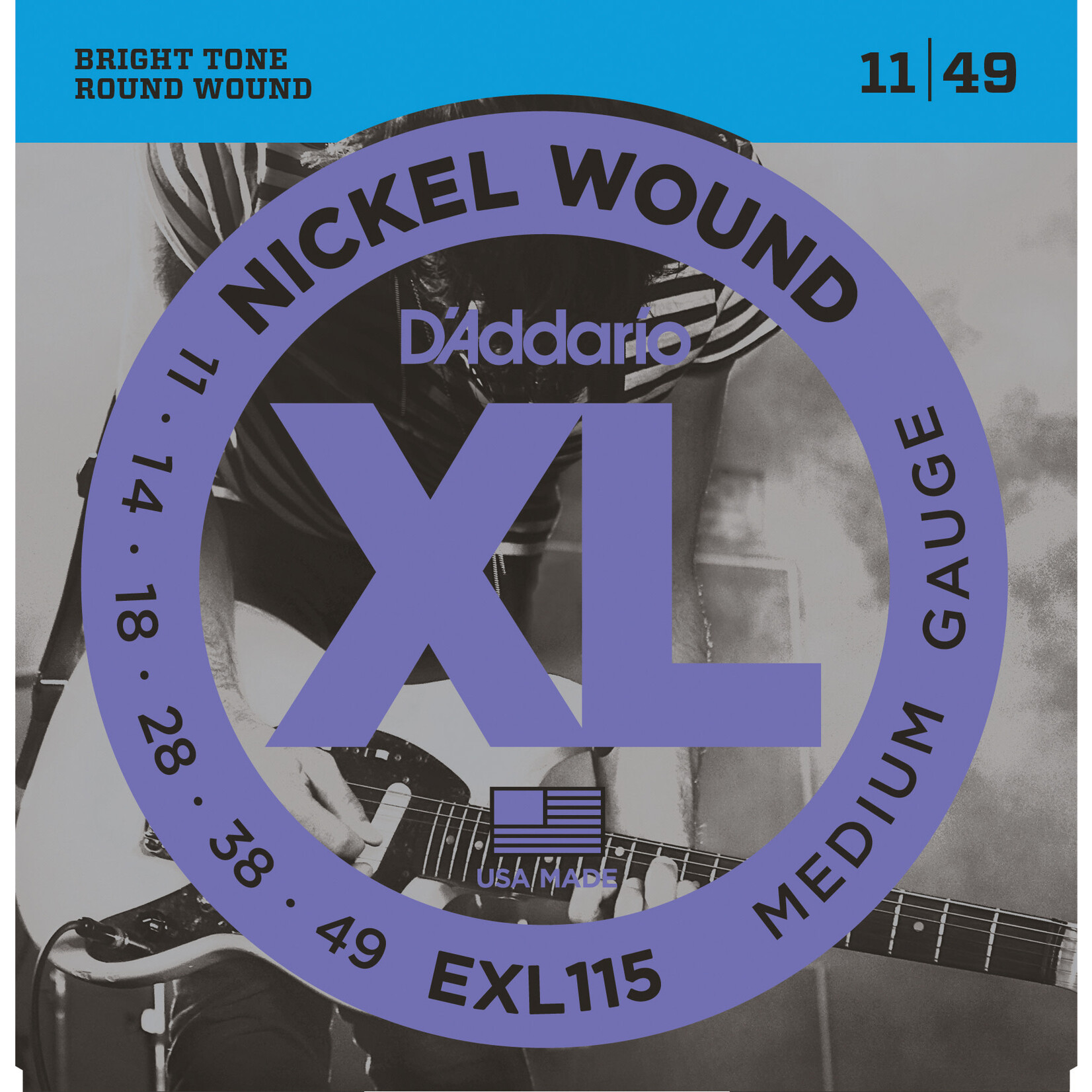 D'Addario D'Addario EXL115 Nickel Wound Electric Guitar Strings Medium/Blues-Jazz Rock 11-49