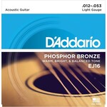 D'Addario D'Addario EJ16 Phosphor Bronze Acoustic Guitar Strings Light 12-53
