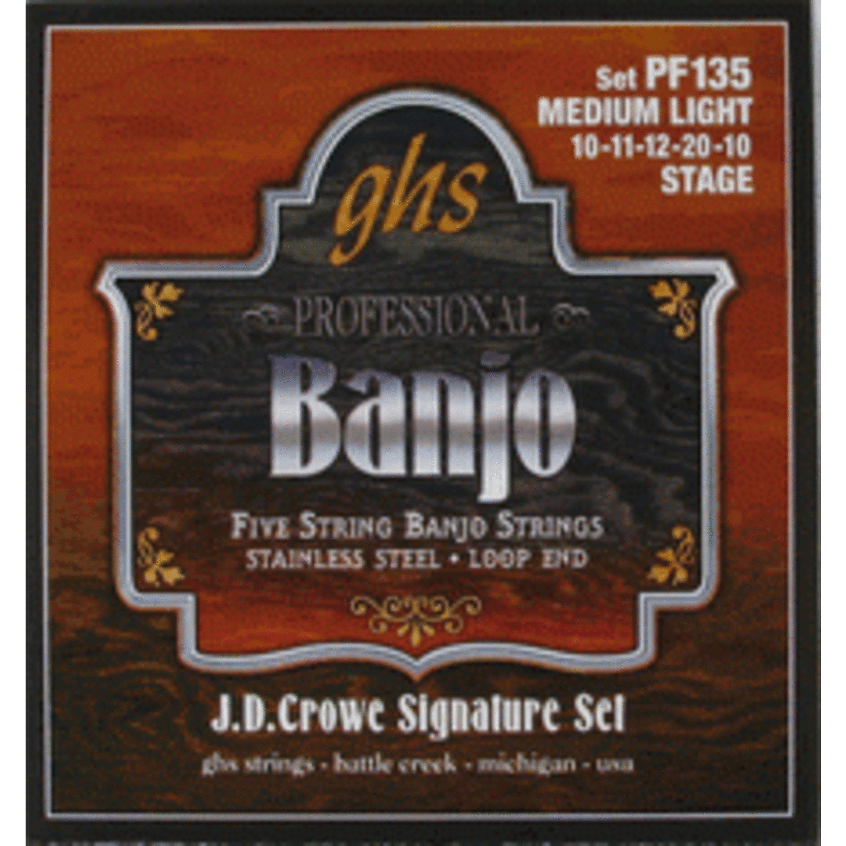 GHS GHS PF135 J.D. Crowe Stainless Steel 5-String Banjo Strings Medium Light