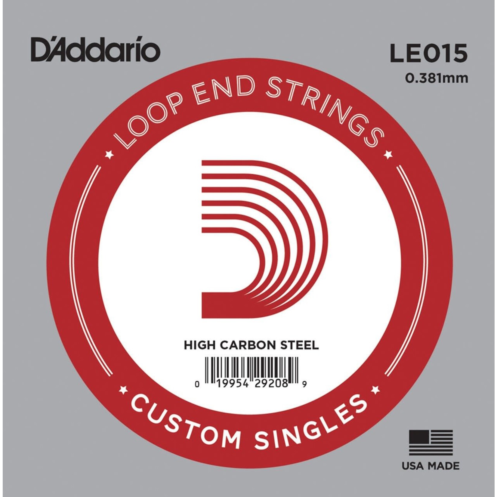 D'Addario D'Addario LE015 Plain Steel Loop End Single String .015