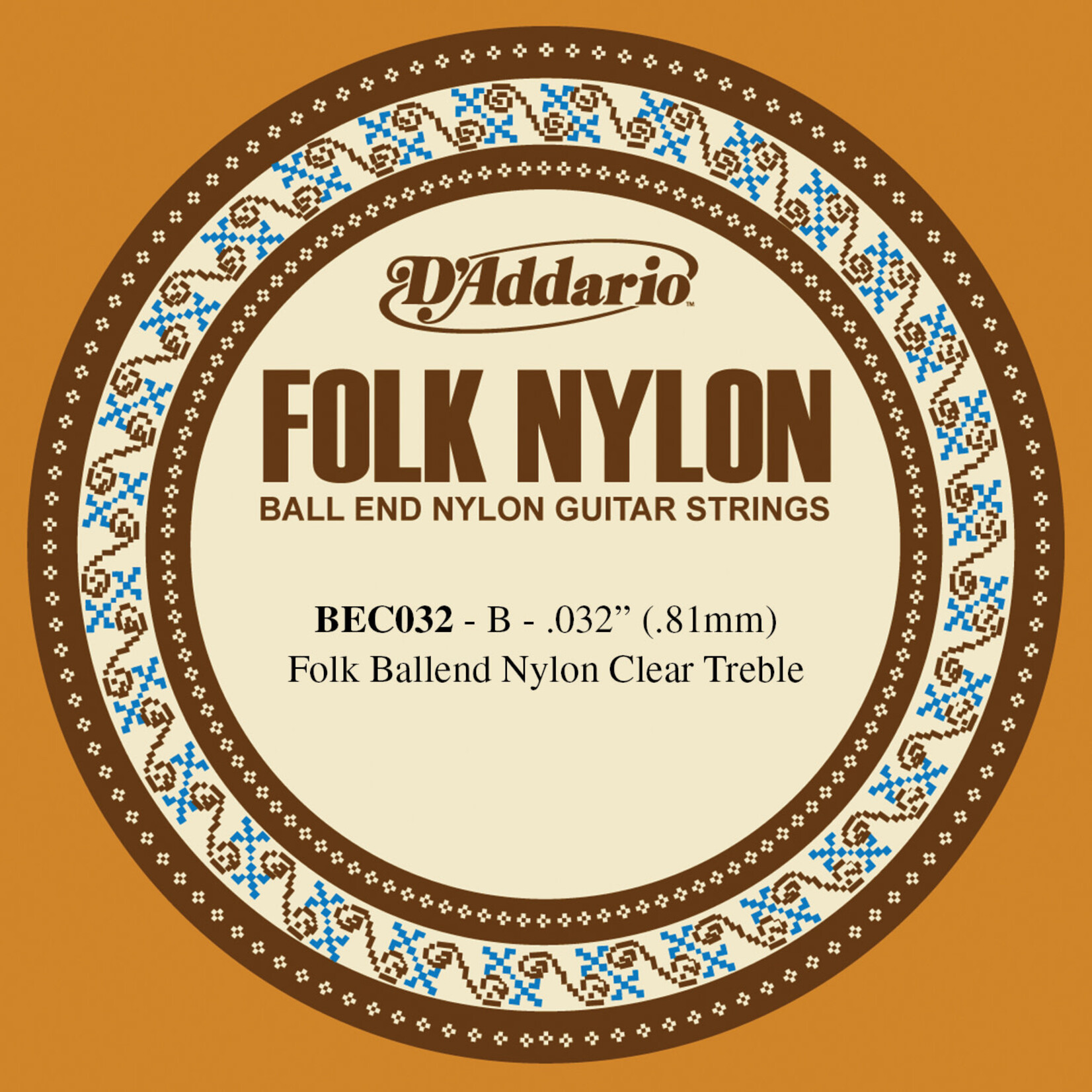 D'Addario D'Addario BEC032 Folk Nylon Guitar Single String Clear Nylon Ball End .032