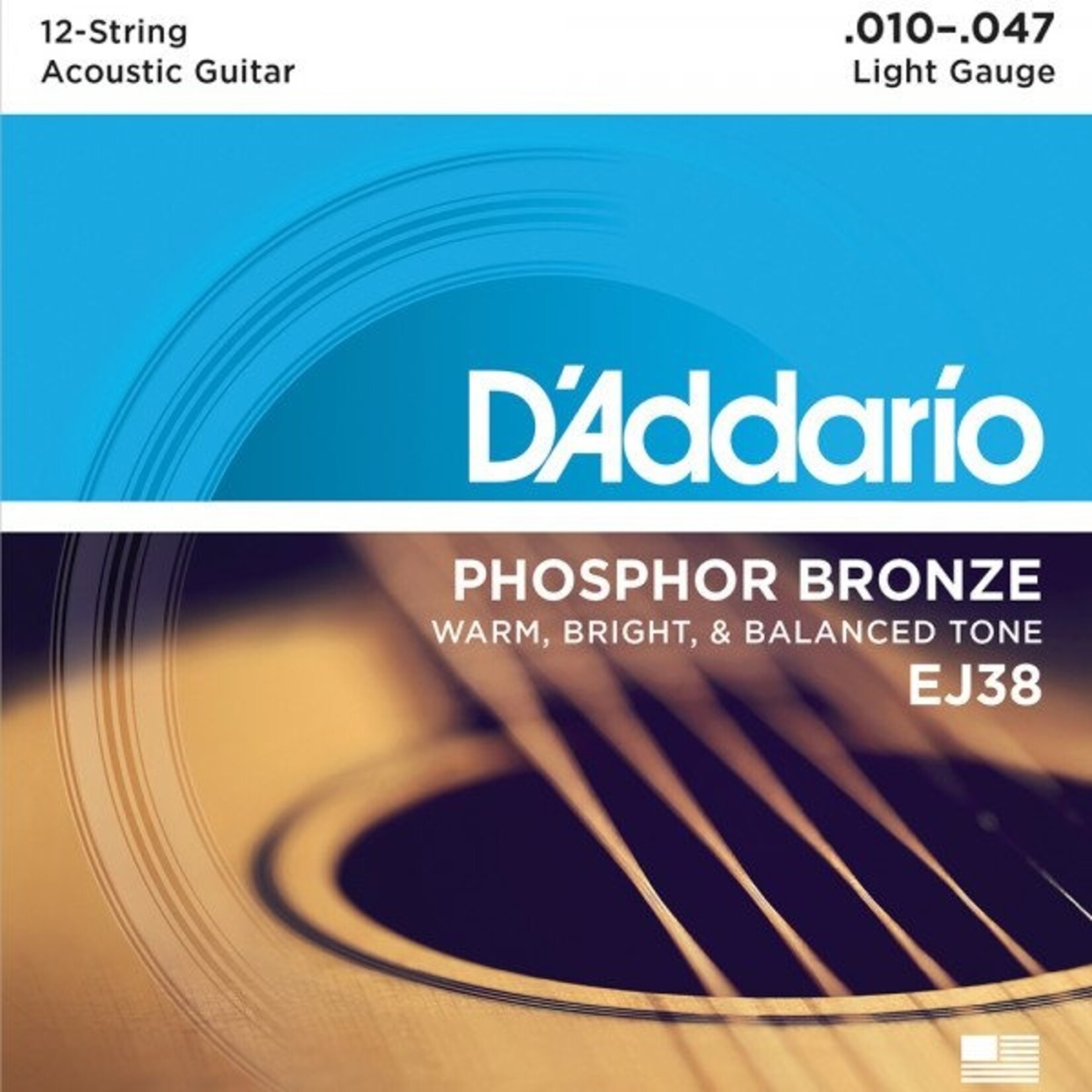 D'Addario D'Addario EJ38 12-String Phosphor Bronze Acoustic Guitar Strings Light 10-47