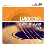 D'Addario D'Addario EJ15 Phosphor Bronze Acoustic Guitar Strings Extra Light 10-47
