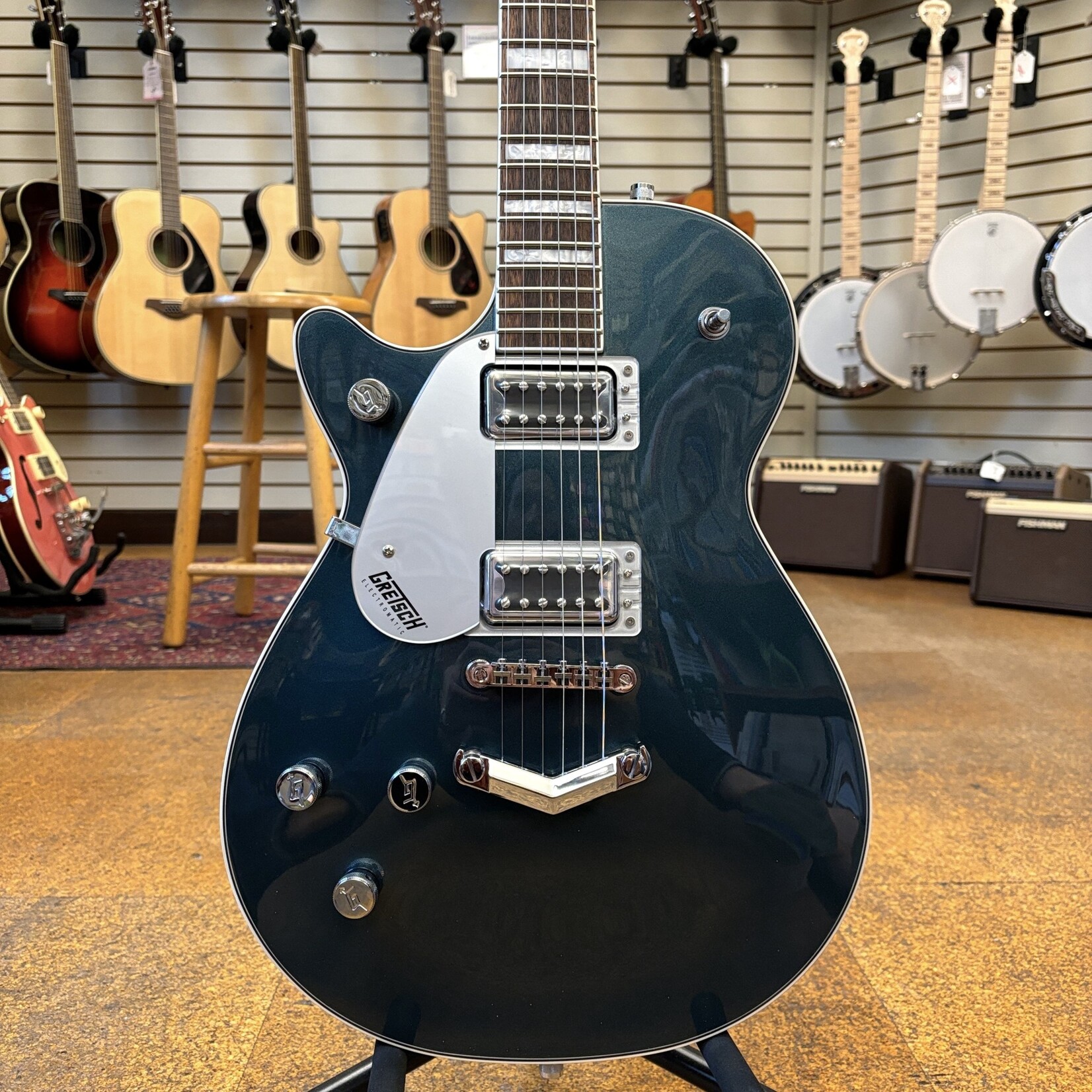 Gretsch Gretsch G5220LH Electromatic Jet BT Single-Cut with V-Stoptail, Left-Handed Solid Body Electric Guitar Jade Grey Metallic