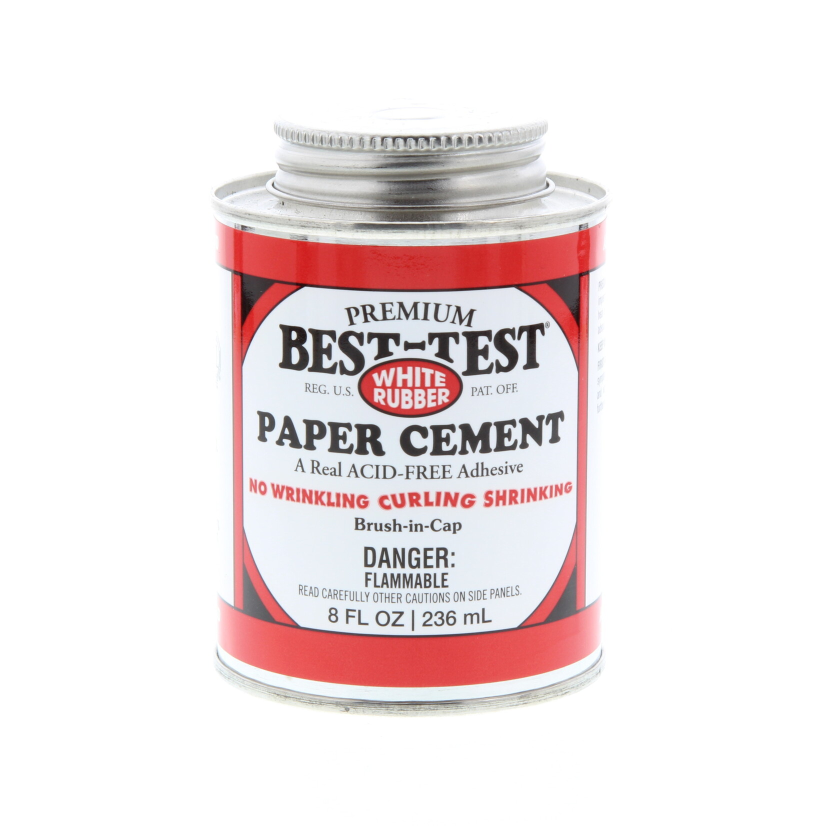 Best Test PREMIUM ACID FREE WHITE PAPER CEMENT BRUSH IN CAP 8OZ CAN