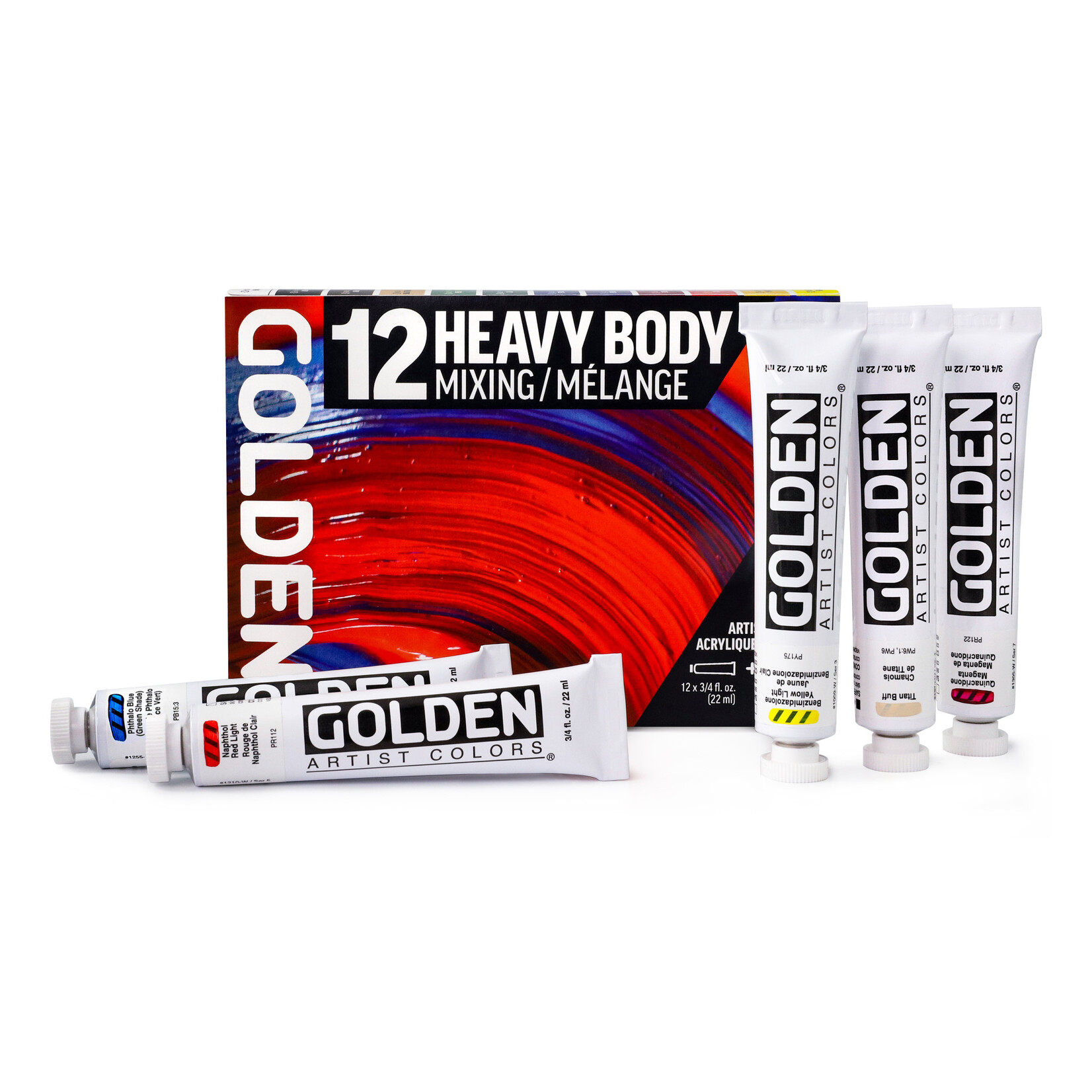 Golden Heavy Body Acrylic Sets, 12-Color Heavy Body Mixing Set
