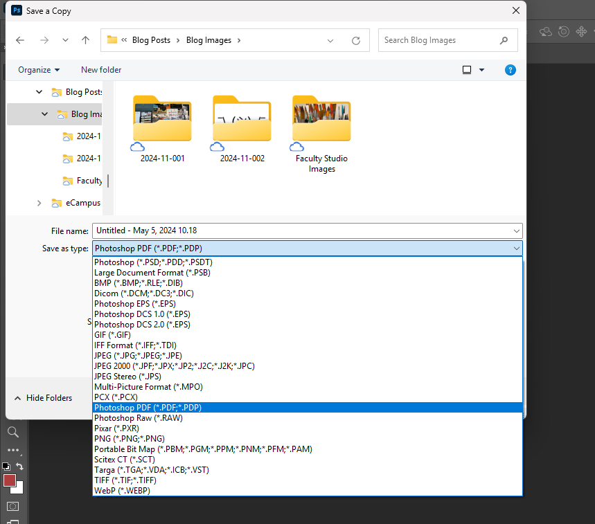 Saving a copy as a PDF
