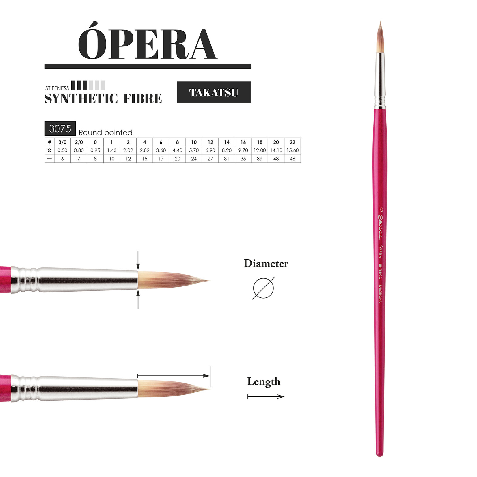 Escoda Escoda Opera Long Handle Round