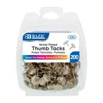 BAZIC Thumb Tack Nickle (Silver) (200 pack)